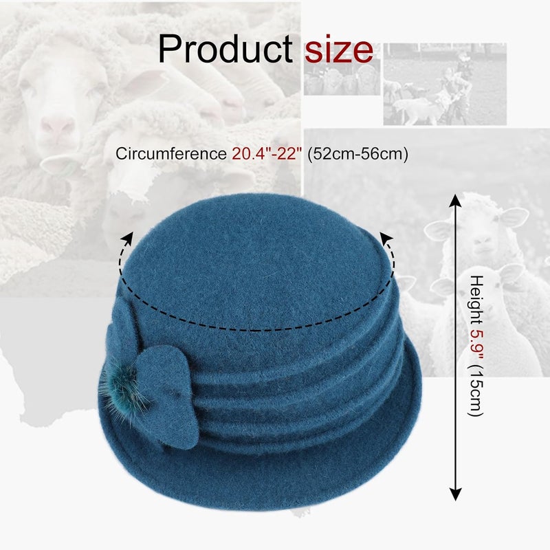 Sumolux Women Beret Hat French Vintage Floral Wool Dress Cloche Classic Winter Hat 1920s - Image 4